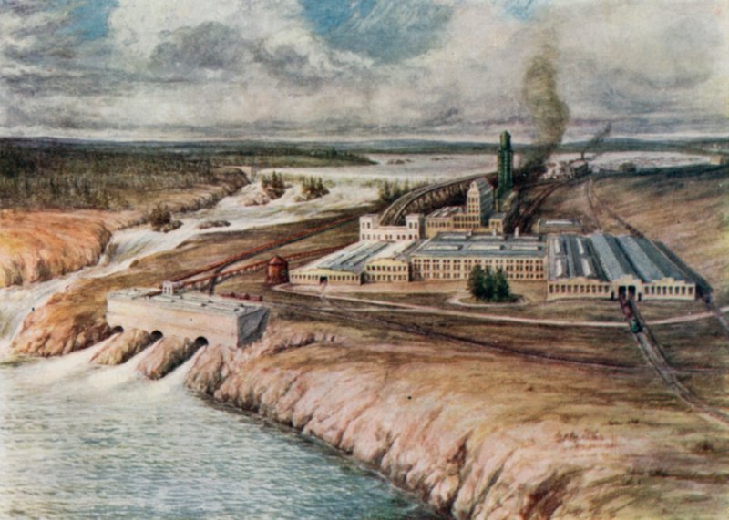 Papirfabrikker, Newfoundland (farvelitografi) af English School