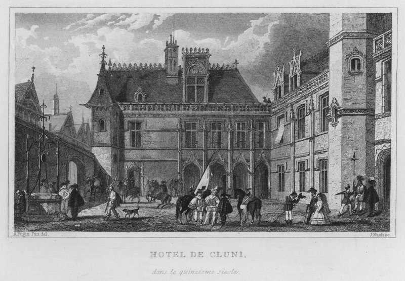 Paris, Hotel De Cluny, i det femtende århundrede (gravering) af English School