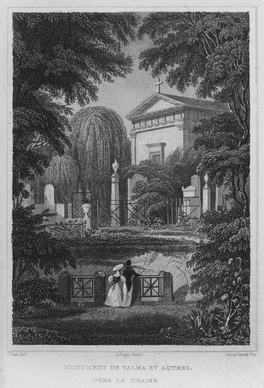 Paris, Monument til Talma og andre, Pere La Chaise (gravering) af English School