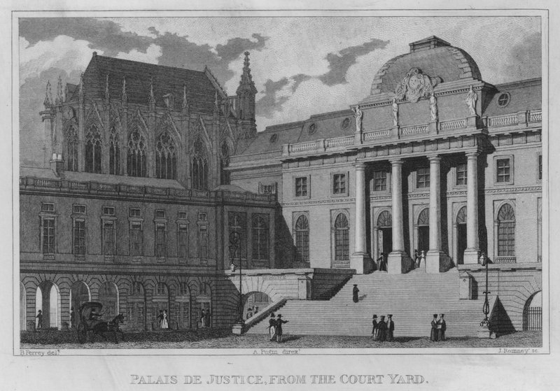 Paris, Palais De Justice, fra Court Yard (gravering) af English School