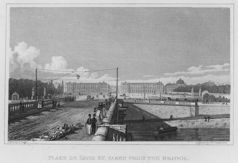 Paris, Place De Louis XV, taget fra broen (gravering) af English School