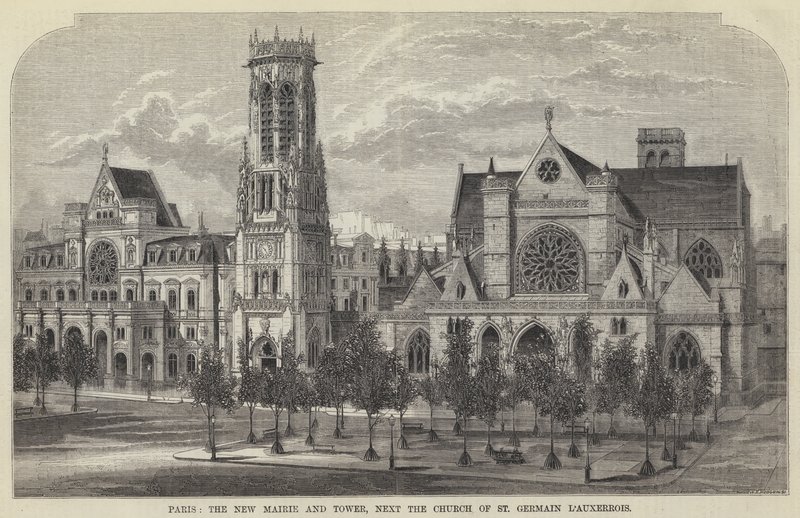 Paris, den nye Mairie og Tower, ved siden af Church of St Germain l