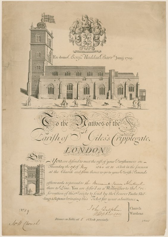 Parish of St Giles Cripplegate, overskrider grænserne, invitation, 1860 af English School