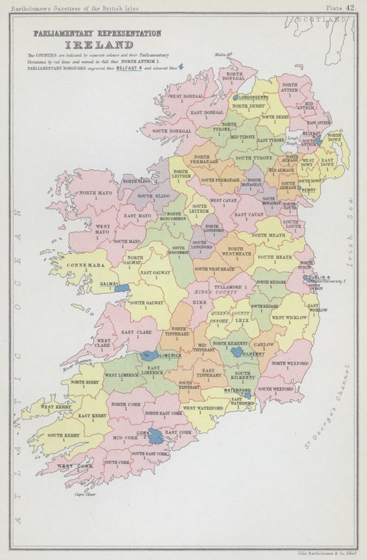 Parlamentarisk repræsentation, Irland (farvelitografi) af English School