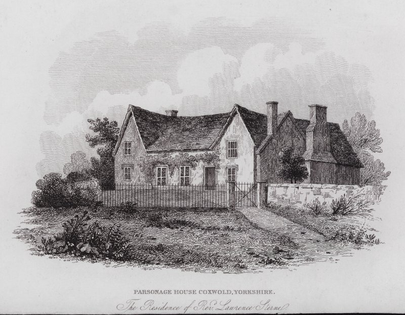 Præstehus, Coxwold, Yorkshire, Rev Laurence Sternes residens (gravering) af English School