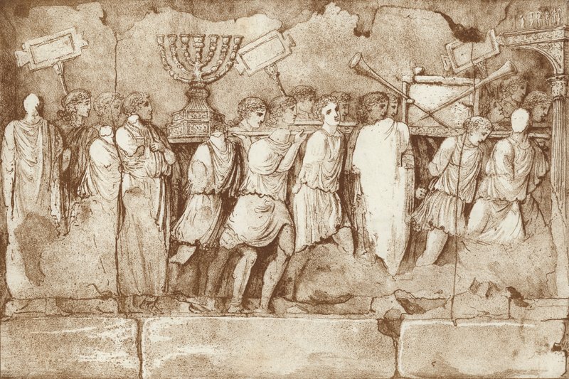 Del af en frise på Titusbuen i Rom, der viser jødiske fanger, der bærer genstande fra Jerusalem af English School