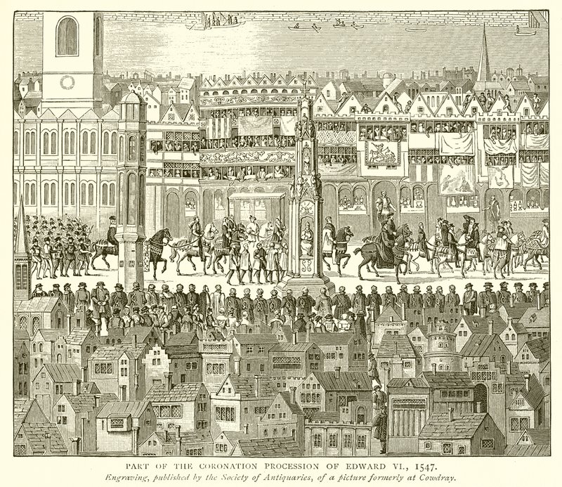 Del af kroningsprocessionen af Edward VI, 1547 af English School