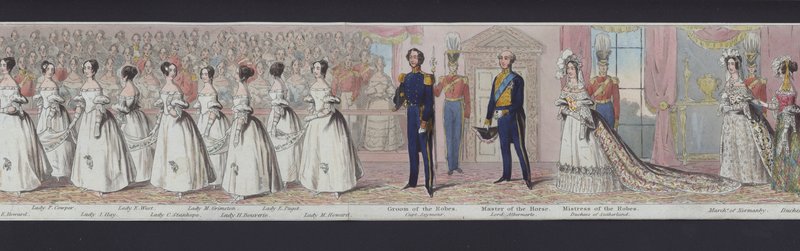 En del af panoramaet af dronning Victorias ægteskab, ca. 1840 (håndfarvet akvatint) af English School
