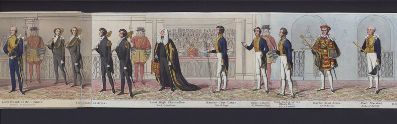 En del af panoramaet af dronning Victorias ægteskab, ca. 1840 (håndfarvet akvatint) af English School