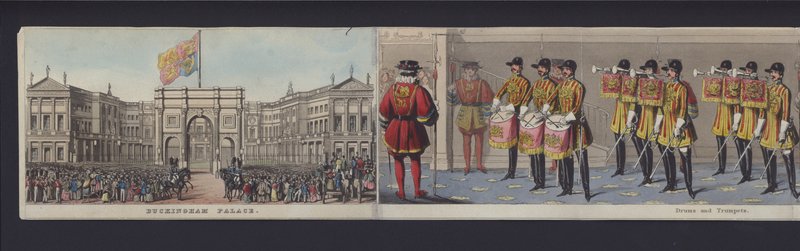 En del af panoramaet af dronning Victorias ægteskab, ca. 1840 (håndfarvet akvatint) af English School