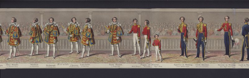 En del af panoramaet af dronning Victorias ægteskab, ca. 1840 (håndfarvet akvatint) af English School