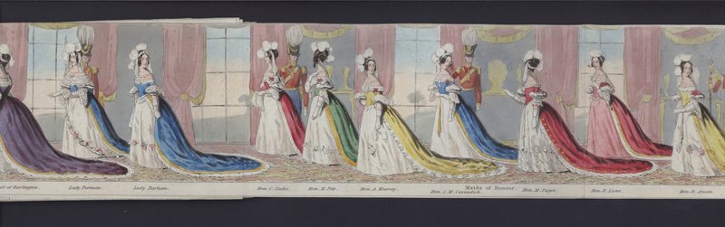 En del af panoramaet af dronning Victorias ægteskab, ca. 1840 (håndfarvet akvatint) af English School