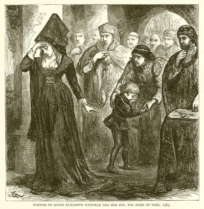Afsked med dronning Elizabeth Wydville og hendes søn, hertugen af York, 1483 af English School