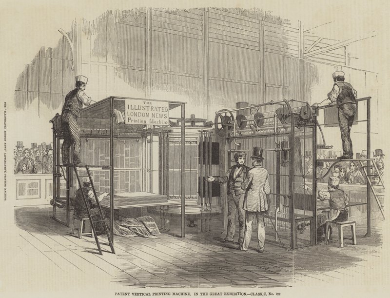Patent lodret trykmaskine, i den store udstilling, klasse C, nr. 122 (gravering) af English School