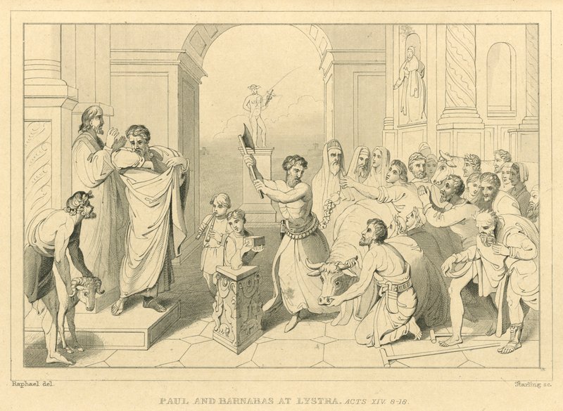 Paul and Barnabas at Lystra, Acts XIV, 8-18dani af English School