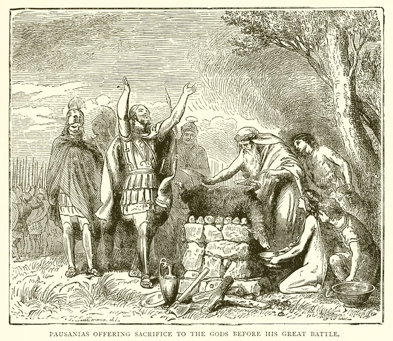 Pausanias ofrer guderne før hans store slag af English School