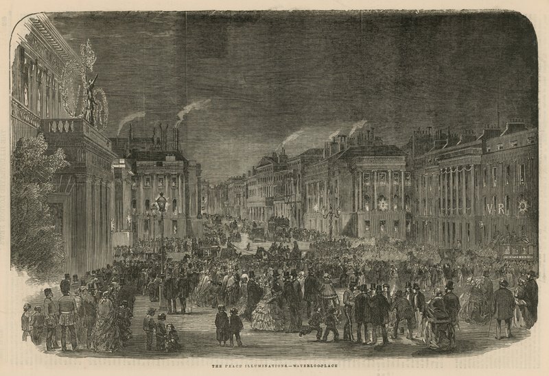 Fredsbelysninger i Waterloo Place af English School
