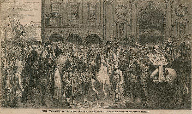 Fred proklameret på Royal Exchange i 1748 af English School