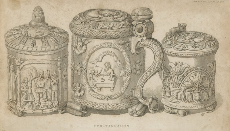 Peg Tankards af English School