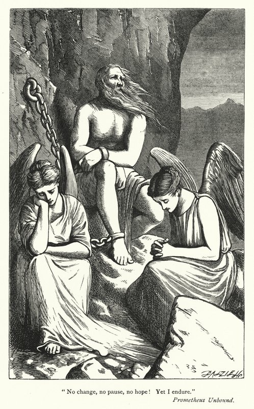 Percy Bysshe Shelley: Illustration til Prometheus Unbound (kobberstik) af English School