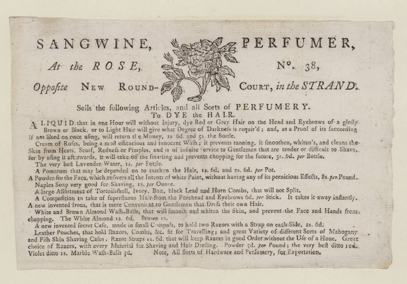Parfumører, Sangwine, handelskort af English School