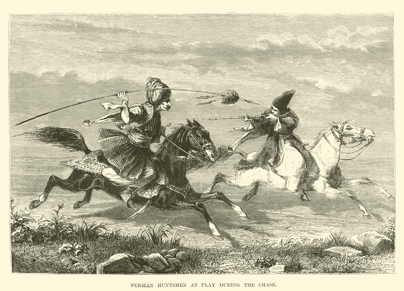 Persian huntsmen at play during the chase  af English School