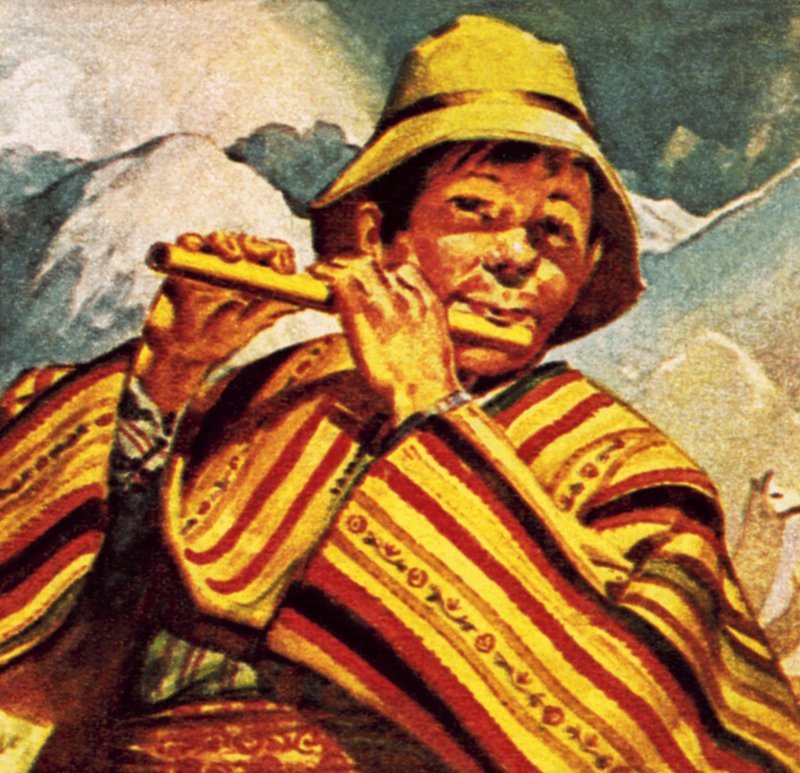 Peruansk mand, der spiller fløjte af English School
