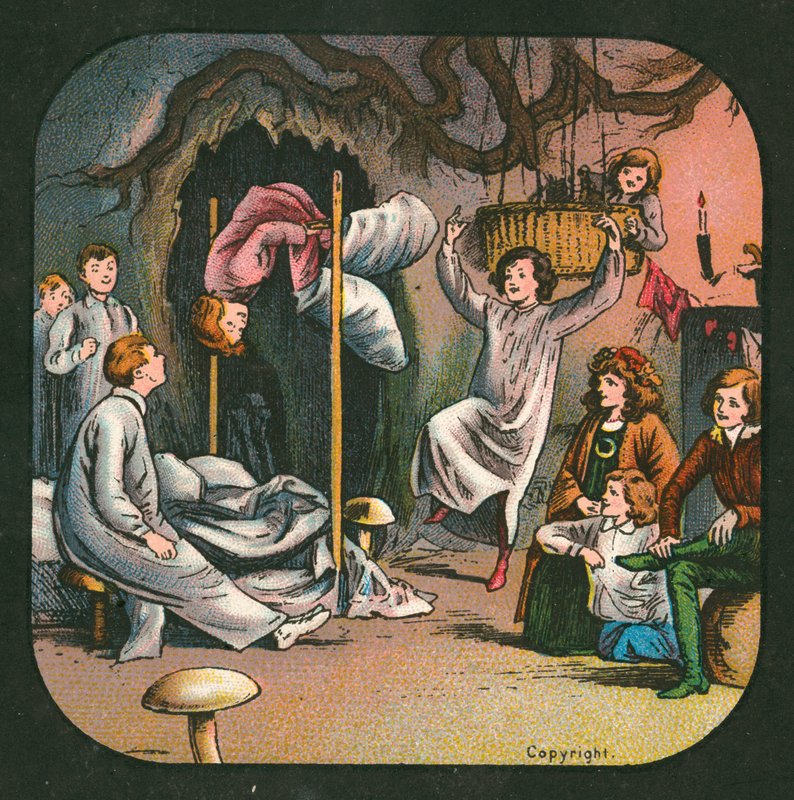 Peter Pan, lanterneskyde, c 1910 (farve litho) af English School