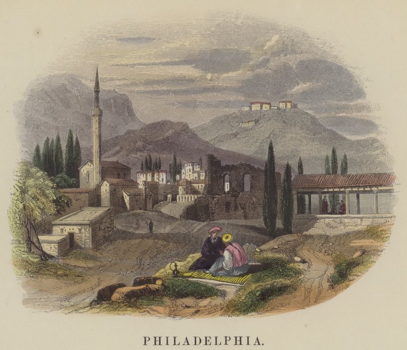 Philadelphia (farvet gravering) af English School