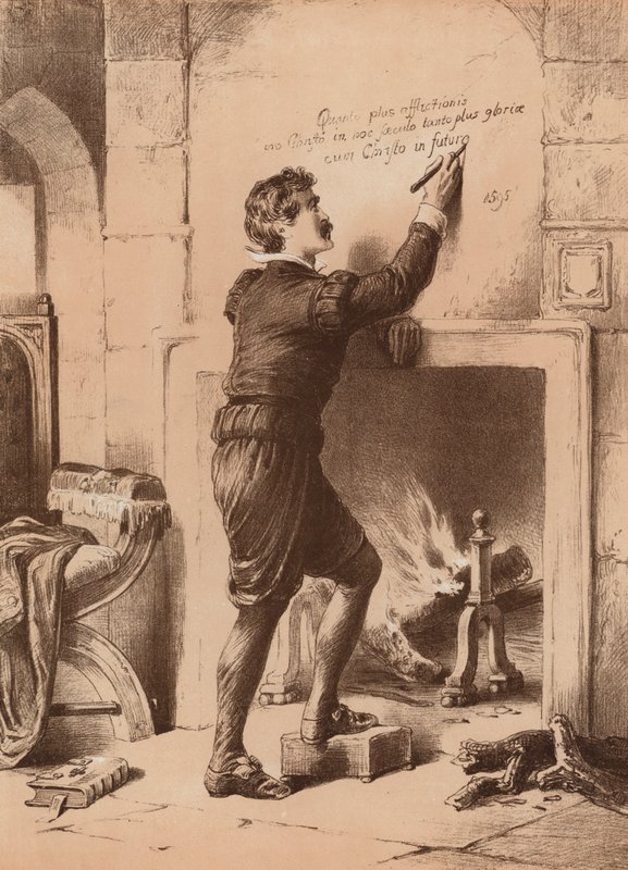 Philip Earl of Arundel, i Tower under dødsdom (litho) af English School