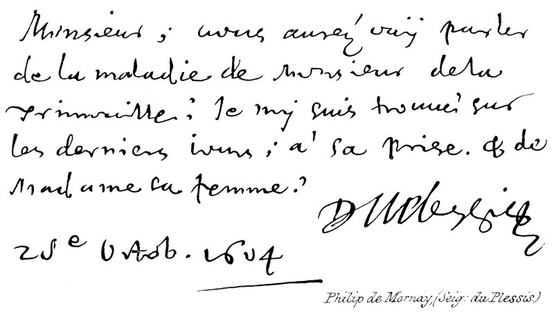 Philip de Mornay, (Seig: du Plessis) af English School