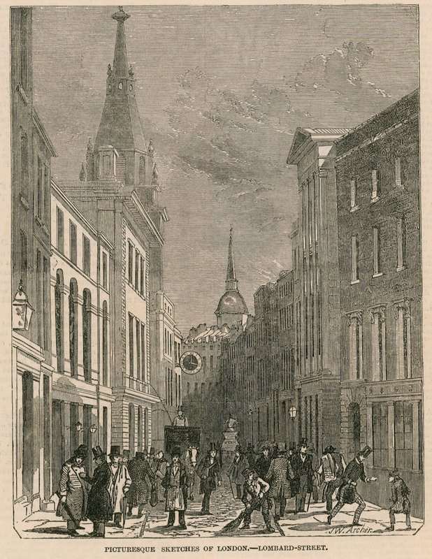 Maleriske skitser af London - Lombard Street af English School