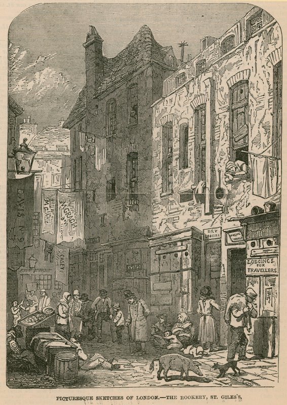 Maleriske skitser af London - The Rookery, St. Giles af English School