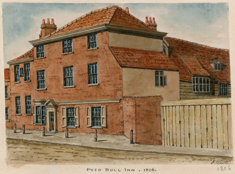 Pied Bull Inn, Islington (wc på papir) af English School