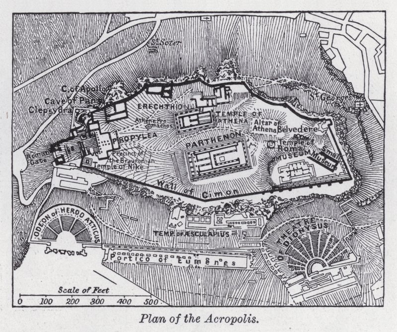 Plan over Akropolis (litho) af English School