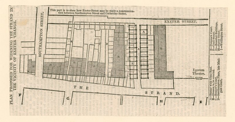 Plan foreslået for udvidelse af The Strand i nærheden af Exeter Change af English School