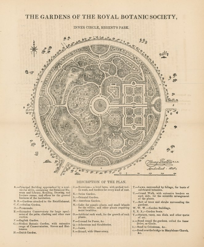 Planbillede af Royal Botanic Societys haver af English School