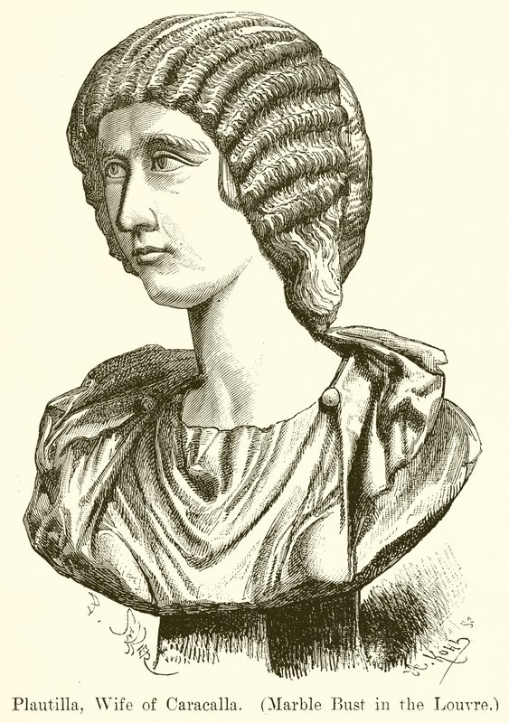 Plautilla, hustru til Caracalla. (Marmorbuste i Louvre) (gravering) af English School