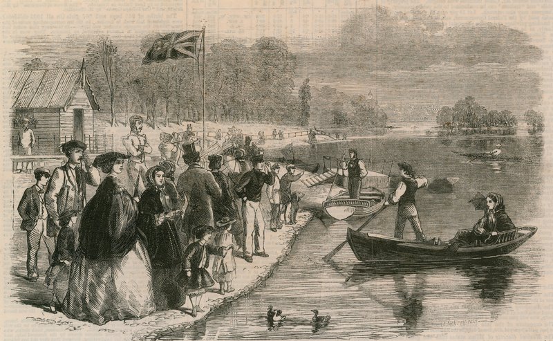 Lystbåde på vandet i Regents Park af English School