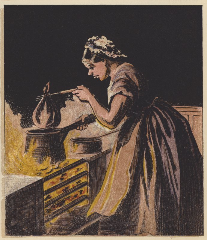 Plum Pudding Hot, Plum Pudding Cold (farve litho) af English School