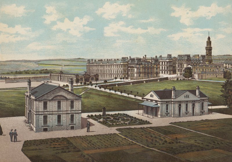Plymouth: Royal Naval Barracks (farve litho) af English School