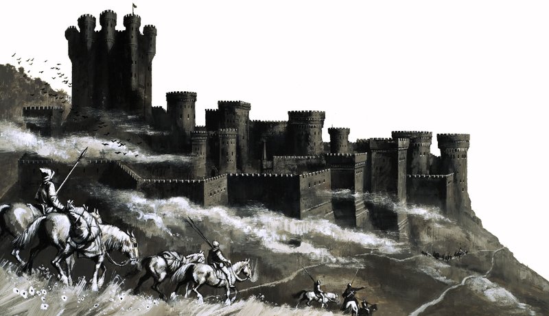 Pontefract Castle i West Ridings, Yorkshire af English School