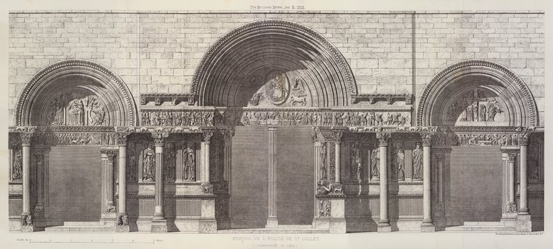Portal til kirken St Gilles, Department of Gard (gravering) af English School