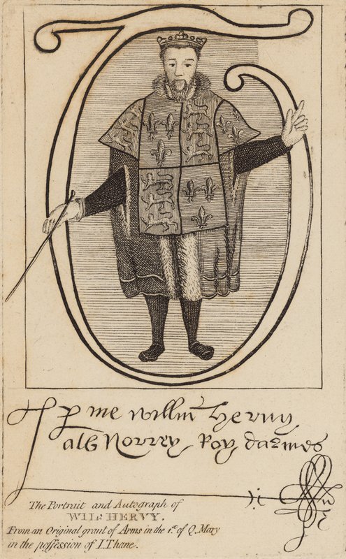 Portræt og autograf af Wil Hervy (William Harvey) af English School