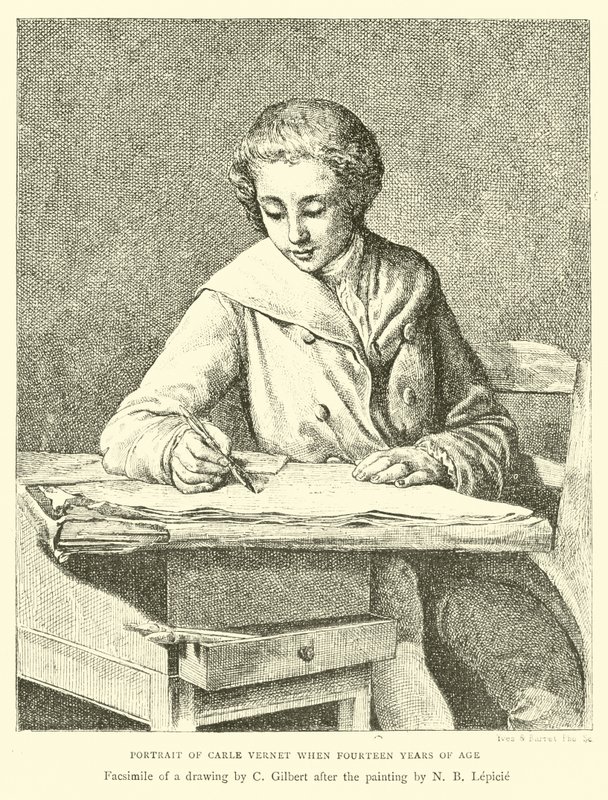 Portræt af Carle Vernet, da han var fjorten år af English School