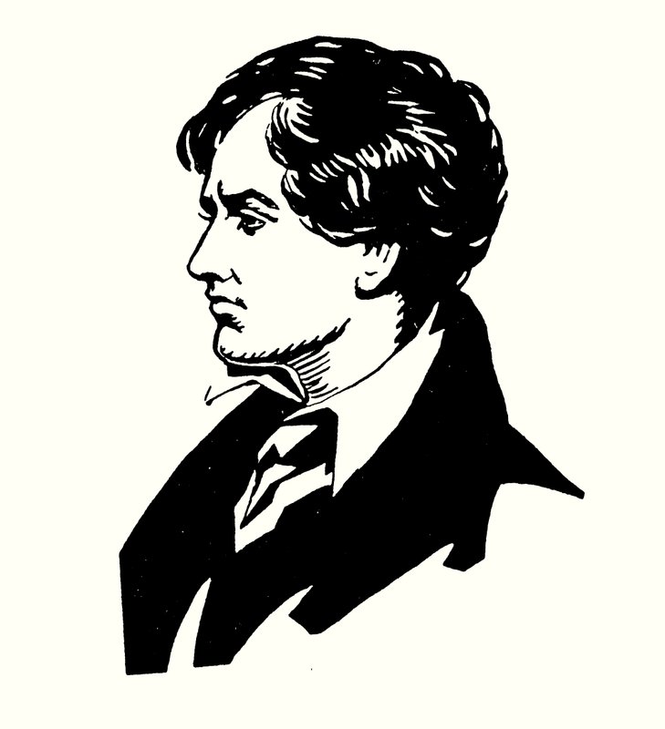 Portræt af Lord Byron (farve litho) af English School