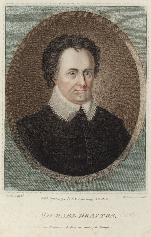Portræt af Michael Drayton (farvegravering) af English School