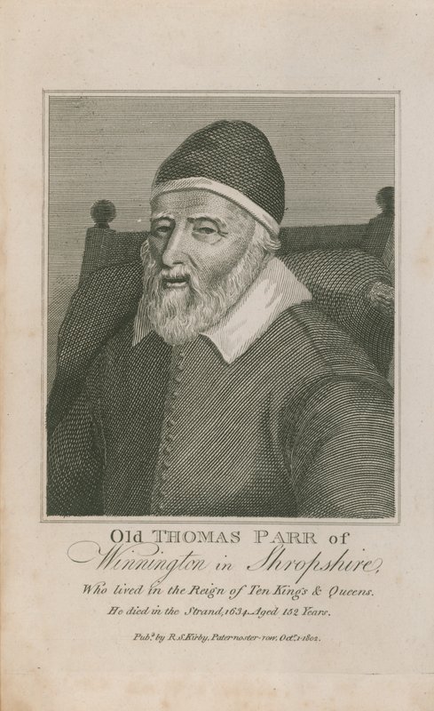 Portræt af gamle Thomas Parr af English School