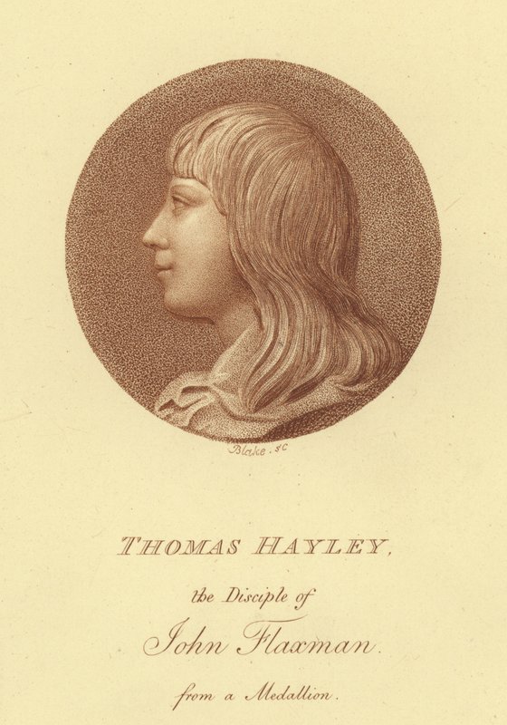 Portræt af billedhuggeren Thomas Hayley, discipel af John Flaxman (gravering) af English School