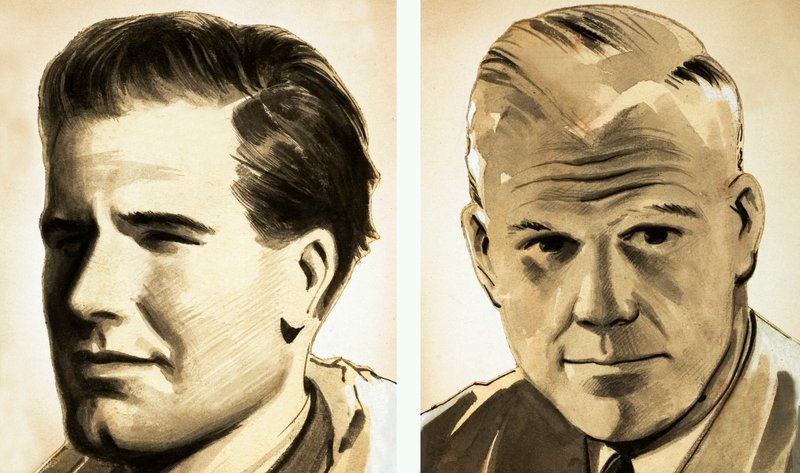 Portrætter af kommandør Guy Gibson og Dr. Barnes Wallis (gouache på papir) af English School